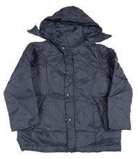 Tmavomodrá prešívaná šušťáková zimná bunda s ukrývací kapucňou Limited