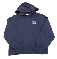 Tmavomodrá mikina s nápismi a kapucňou alive