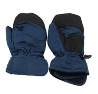 Tmavomodro-černé šusťákové zimní palcové rukavice