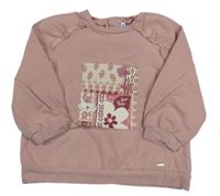 Staroružová mikina s kvetmi a volánikmi mayoral