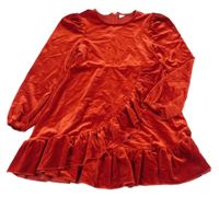 Červené lesklé zamatové šaty s volánikom SHEIN