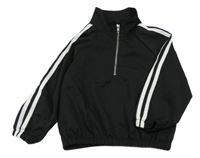 Čierna šušťáková vetrovka s bielymi pruhmi