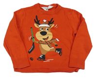 Červený sveter so sobom H&M