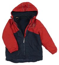 3v1 - Červeno-tmavomodrá šušťáková zimná bunda s číslom a kapucňou Topolino