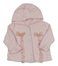 Svetloružová prepínaci podšitá mikina s tylovými mašľami a kanýrky a kapucňou MINTINI BABY