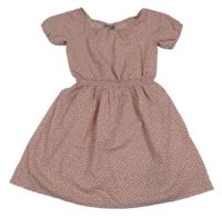 Ružové mačkané šaty s bielými kvietkami DESTINATON