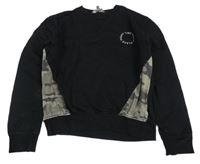 Černo-army crop mikina s nápismi FLUID