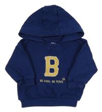 Tmavomodrá mikina s písmenkem a nápisem a smajlíkem a kapucí M&S