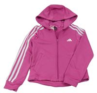 Tmavorůžovo-bílá thermo propínací mikina s kapucí Adidas