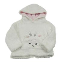 Bílá chlupatá mikina s čumáčkem/kapsou a kapucí INFINITY KIDS