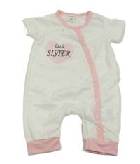 Bielo-ružový bodkovaná ý overal so srdiečkom s nápismi SHEIN