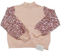 Nové - světlerůžový úpletový rolák s flitry St. Bernard