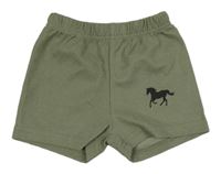 Khaki rebrované kraťasy s koníkem SHEIN