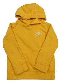 Oranžovožlutá mikina s logem a kapsou a kapucí Nike