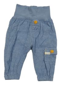 Modré melírované chino kalhoty riflového vzhledu s úpletovým pasem H&M