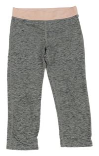 Sivo-čierno-svetloružové melírované capri športové legíny H&M