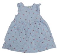 Modro-bílé pruhované šaty s třešničkami a volánky H&M