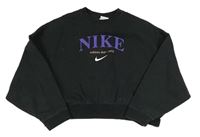 Černá crop mikina s logem Nike