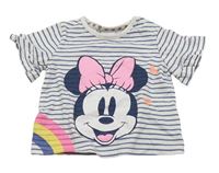 Bílo-modré pruhované tričko s Minnie Disney