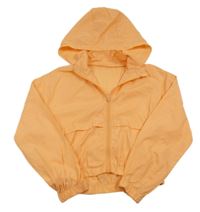 Oranžová šušťáková crop bunda s kapucňou