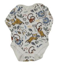 Bílé body se zvířaty a listy F&F