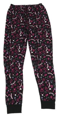 Černé pyžamové kalhoty s nápisy a srdíčky George