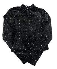 Čierne zamatové crop tričko s kamienkami M&Co.