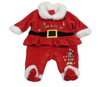 Červeno-bílý sametový overal - Minnie Primark