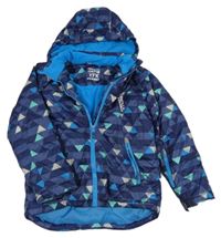 Tmavomodrá vzorovaná šusťáková lyžařská bunda s kapucí Y.F.K.