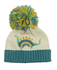 Smetanovo-modrá pletená čapica s dinosaurom a brmbolcom George