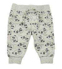 Světlešedé melírované tepláky s pandami Primark