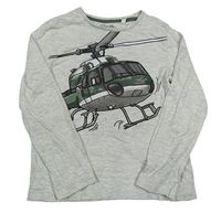 Světlešedé melírované triko s vrtulníkem C&A