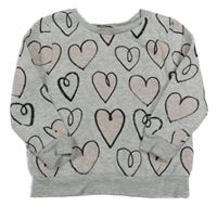 Šedá melírovaná mikina se srdíčky George