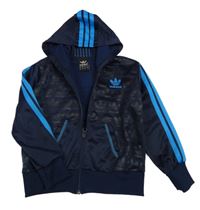 Tmavomodrá športová prepínaci mikina s kapucí Adidas