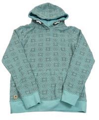 Tyrkysovo-šedá vzorovaná mikina s kapucí Review