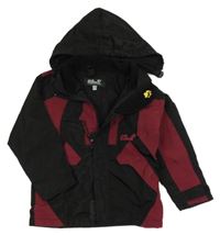 Černo-vínová šusťáková jarní funkční bunda s kapucí Jack Wolfskin