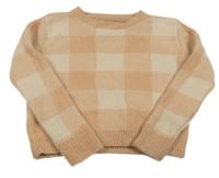 Pudrovo-béžový kockovaný sveter Primark