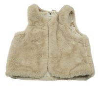 Béžová kožušinová podšitá vesta H&M