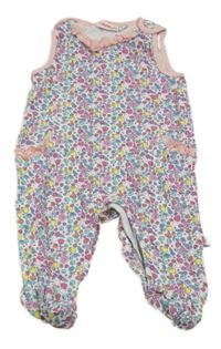 Bílo-barevné květované dupačky so srdiečkami Liegelind