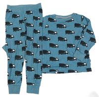 Modré melírované pyžamo s náklaďáky Next