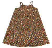 Čierno-farebné kvetované šaty s gombíkmi Primark
