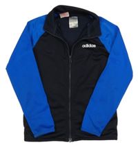 Tmavomodro-modrá sportovní propínací mikina s nápisem Adidas