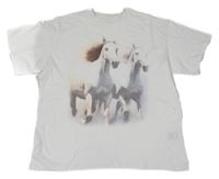Smotanové oversize tričko s koňmi H&M