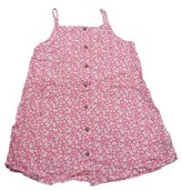 Ružovo-biele ľahké kvetované prepínaci šaty F&F