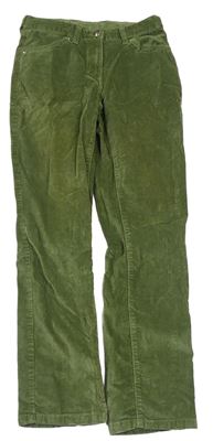 Zelené zamatové skinny nohavice