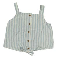 Bielo-svetlomodrý pruhovaný crop top s gombíkmi H&M