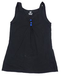 Čierny top s modrymi gombíky H&M