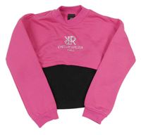 Ružová crop mikina s všitým černým topem zn. River Island