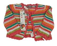 Nové - farebný perforovaný háčkovaný prepínaci sveter