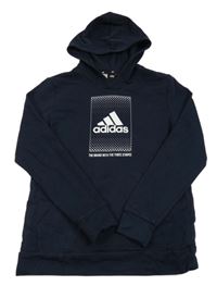 Tmavomodrá mikina s logom a kapucňou zn. Adidas